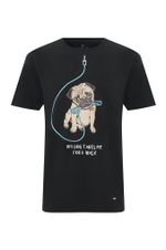 Black T-shirt with a dog