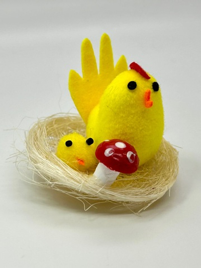 Пасхальный декор «Курочка и цыпленок в гнезде»
