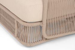 "Альбано" диван 3-местный плетеный из роупа, каркас алюминий светло-серый (RAL7035) муар, роуп бежевый круглый, ткань Mossle светло-бежевая