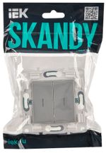 SKANDY Выключатель 2-клавишный проходной с индикацией 10А SK-V10S серебряный IEK