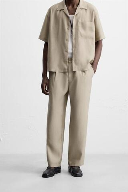 ZARA СТРУЯЩИЕСЯ БРЮКИ RELAXED FIT, ОЛИВКОВЫЙ