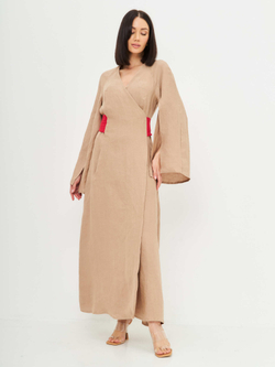 Платье-кимоно на запах из конопли латте