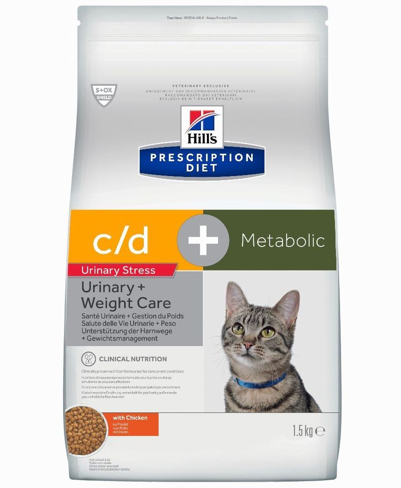 Сухой диетический корм Hill&#39;s Prescription Diet c/d Multicare Stress Metabolic для кошек при проф-ки цистита, способствует контролю веса курица 1,5 кг