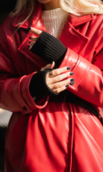 Пальто из экокожи на утеплителе Alpolux