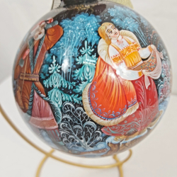 Шар новогодний (круговая роспись Палех) "Серебряное копытце" в коробке