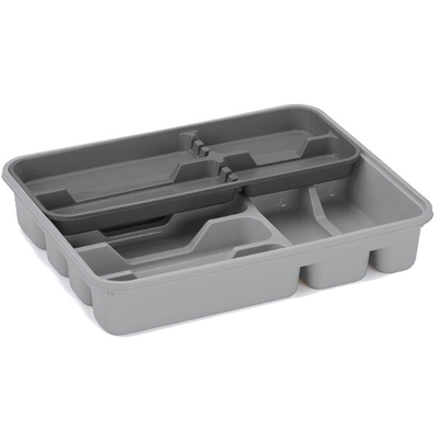 Лоток для столовых приборов двойной на 10 секций серый-антрацит