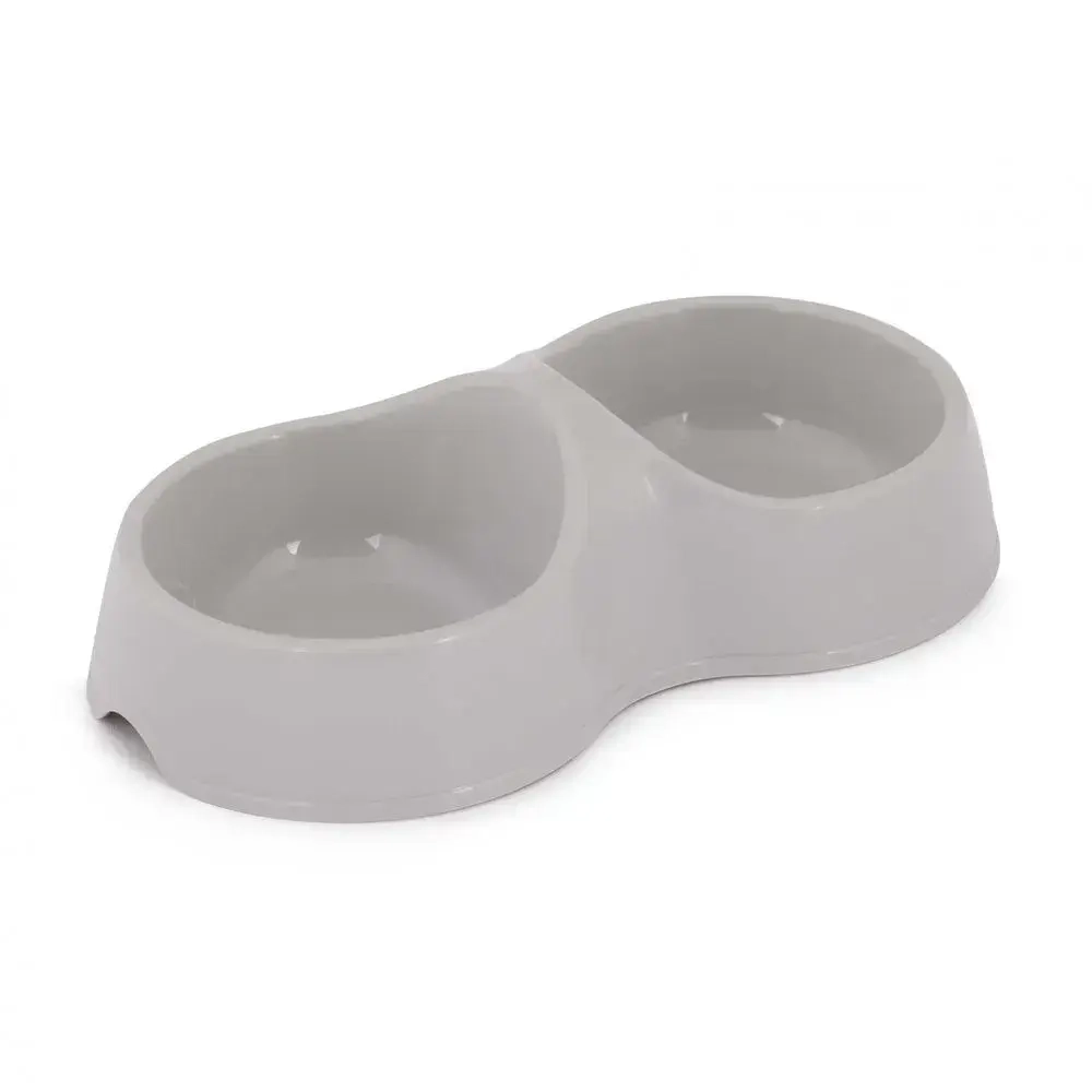 Миска для кошек 0,2л двойная (серый) (комплект 34 шт)