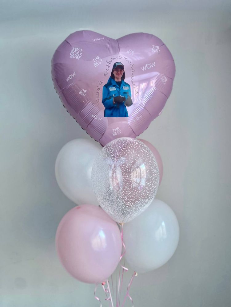 Воздушные гелиевые шарики для начальницы снег/фото №4764