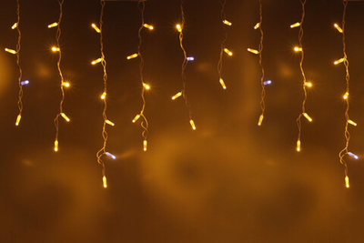 Светодиодная бахрома 5*0,7 м. 250LED. Белая теплая Мерцающая, белый провод каучук