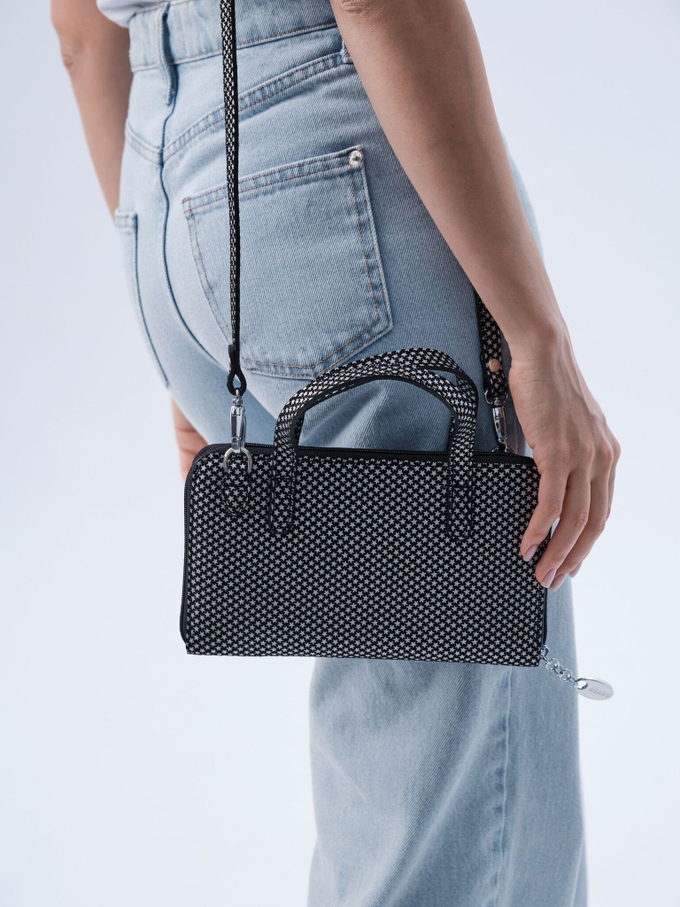 Сумка кожаная на плечо кросс-боди черная старс