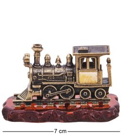Народные промыслы AM-4162 Фигурка «Паровоз Железная дорога» (латунь, янтарь)