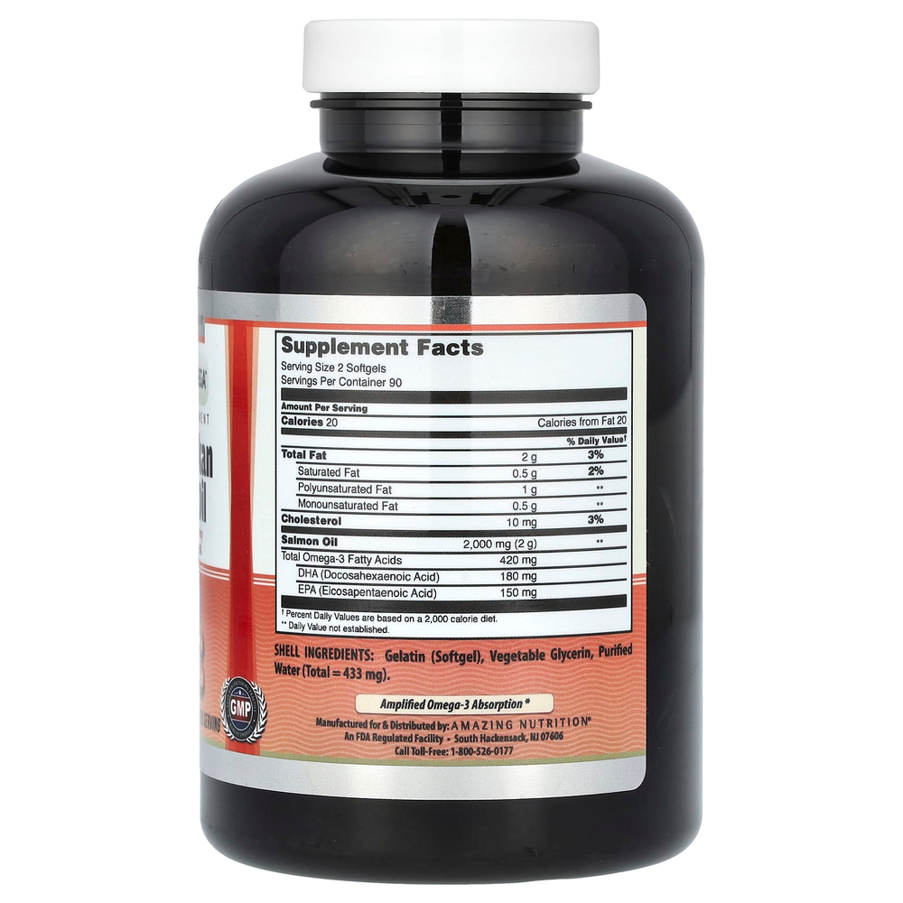 Amazing Nutrition, Масло дикого аляскинского лосося, 180 капсул (1000 в каждой капсуле)