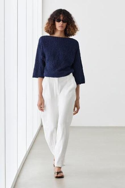 Massimo Dutti Струящиеся брюки с пряжками, белый