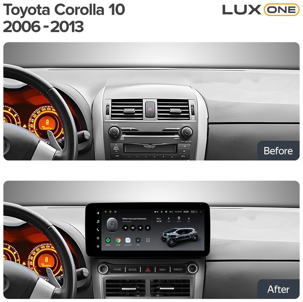 Магнитола для Toyota Corolla E150 2006-2013 - Teyes LUX ONE 360 монитор 12.3" 2K QLED на Android 10, 6/128Гб, CarPlay, 4G SIM-слот, 4 камеры в комплекте