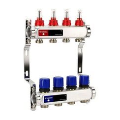 Группа коллекторная с расх. VARMEGA VM15104 ВР 1, под 130 насос, на 4 конт. 3/4 EK, нерж. сталь