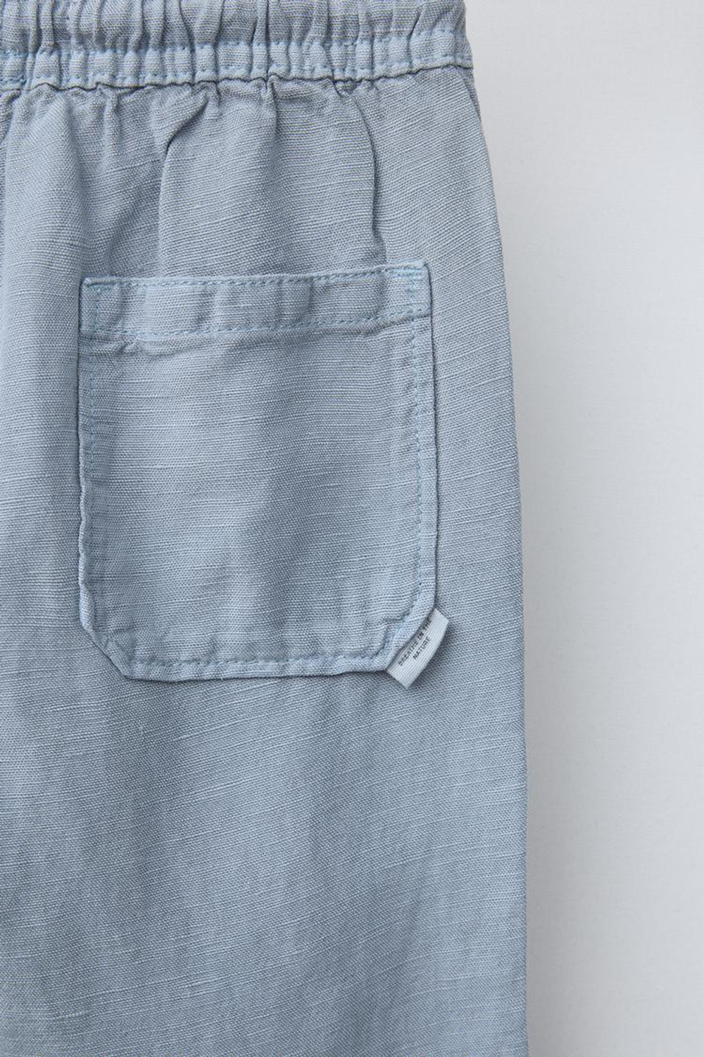 ZARA БРЮКИ ПРЯМОГО КРОЯ ИЗ СМЕСОВОГО ЛЬНА, ГОЛУБОЙ