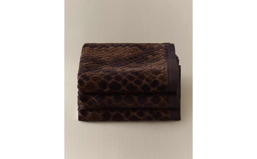 Zara Home Полотенце для лица и рук из хлопка, коричневый, 30x30 см (3 шт.)