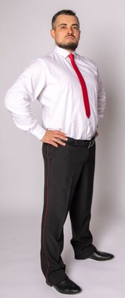 Брюки форменные казачьи чёрные с красными лампасами 42 размер XS 158 164