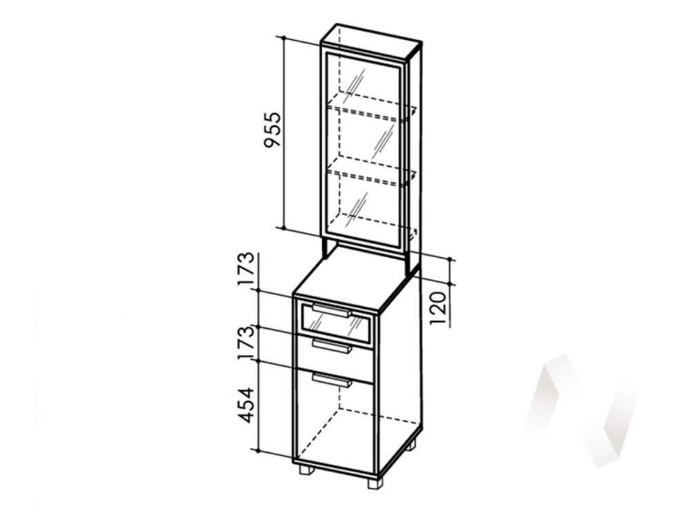Тумба с зеркалом 400 №3 WEST