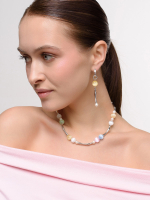 Серьги "Bubble violet-yellow" с селенитом Silver"