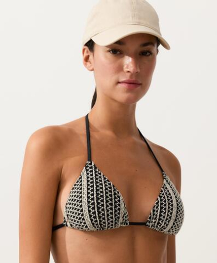 OYSHO Топ-бикини с треугольными чашечками, черный