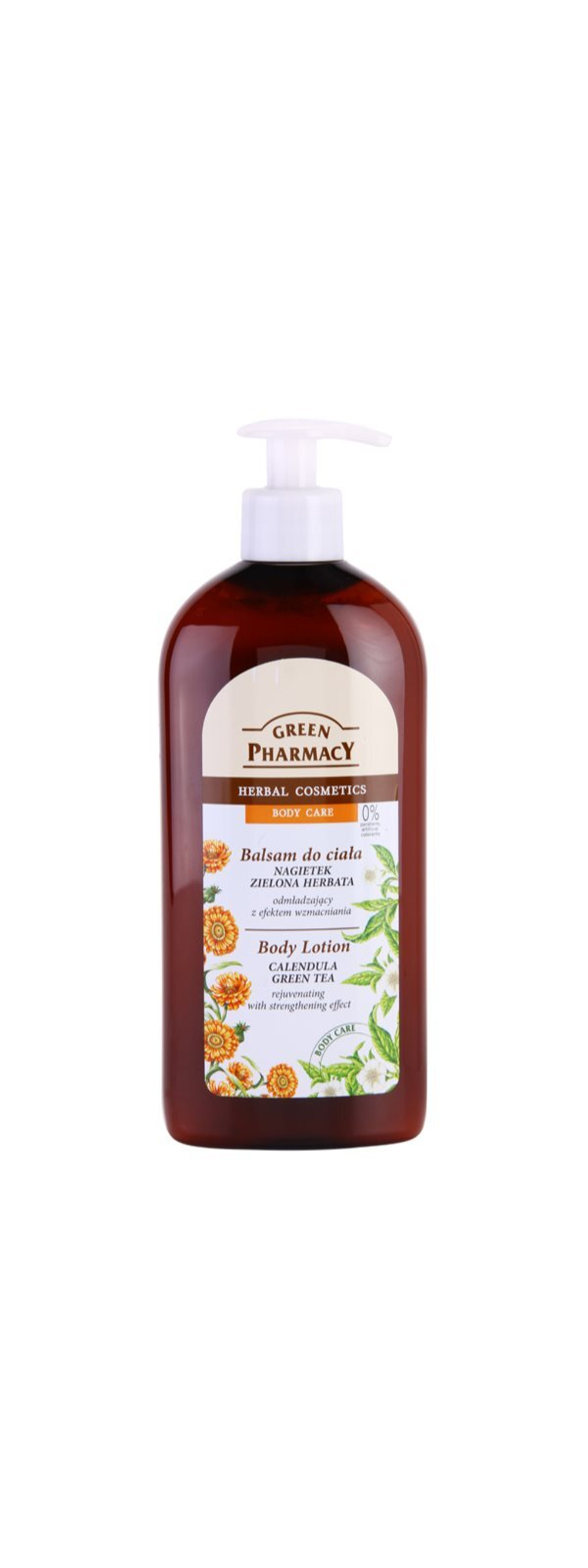 Green Pharmacy Body Care Calendula & Green Tea - омолаживающее молочко для тела с укрепляющим эффектом /   500  ml  / GTIN 5904567053422