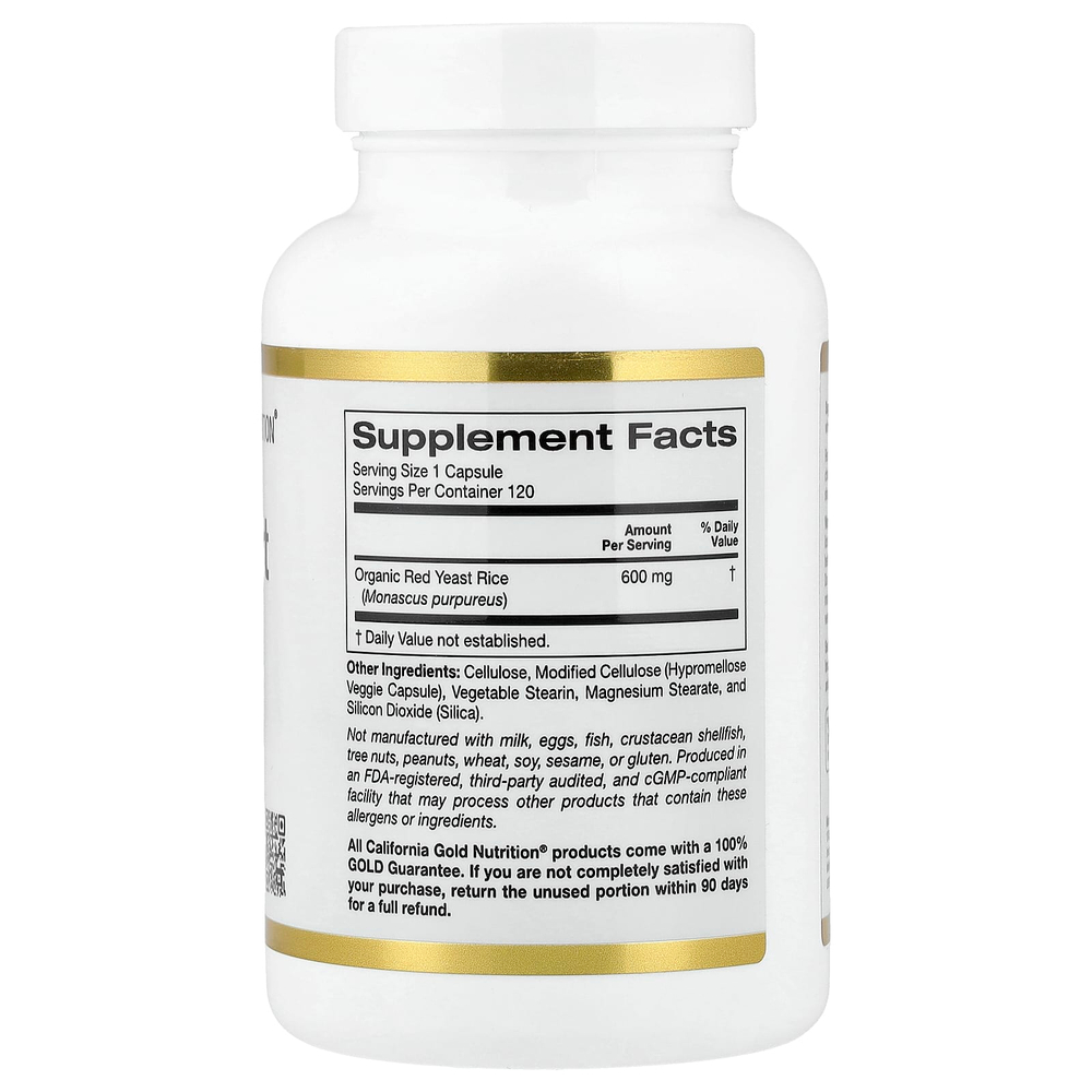 California Gold Nutrition, красный ферментированный рис, 600 мг, 120 растительных капсул