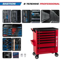 KING TONY (9G38-100MRR) Набор инструментов "BASTION" в красной тележке, 204 предмета