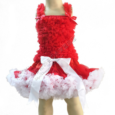 Платье детское для танцев красное на бретелях