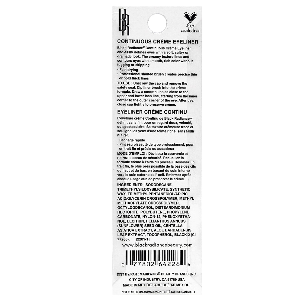 Black Radiance, непрерывная кремовая подводка для глаз, CA6441, классический черный, 4,5 г (0,16 унции)