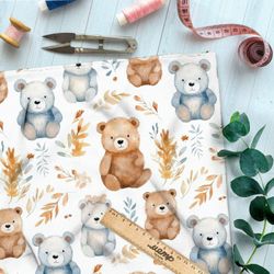 Ткань премиум мембрана медведи с осенними ветками