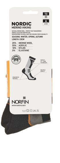 Носки Norfin T3A NORDIC MERINO HIKING CREW р.(42-44) L