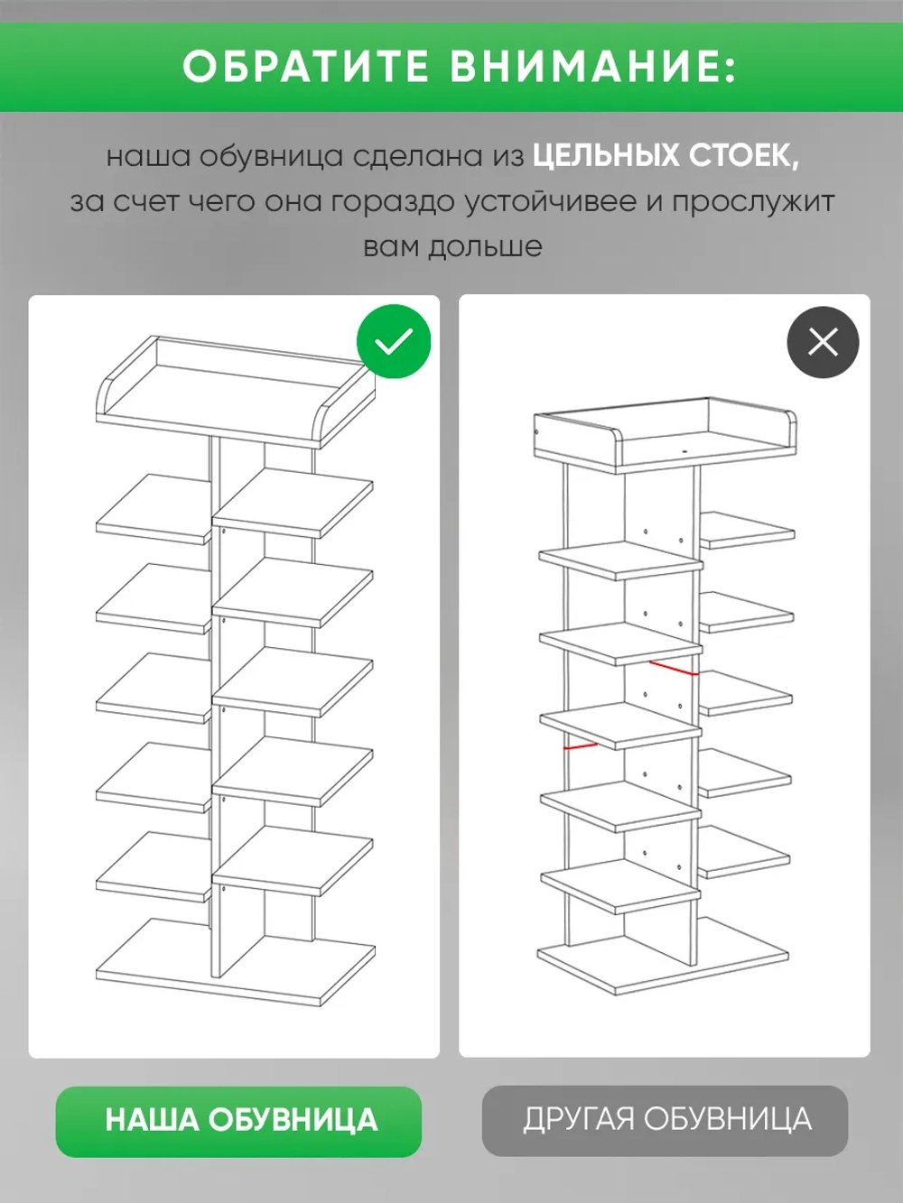 Обувница напольная высокая деревянная в прихожую
