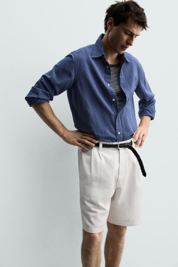 ZARA ШОРТЫ RELAXED FIT СО СКЛАДКАМИ, ЭКРЮ