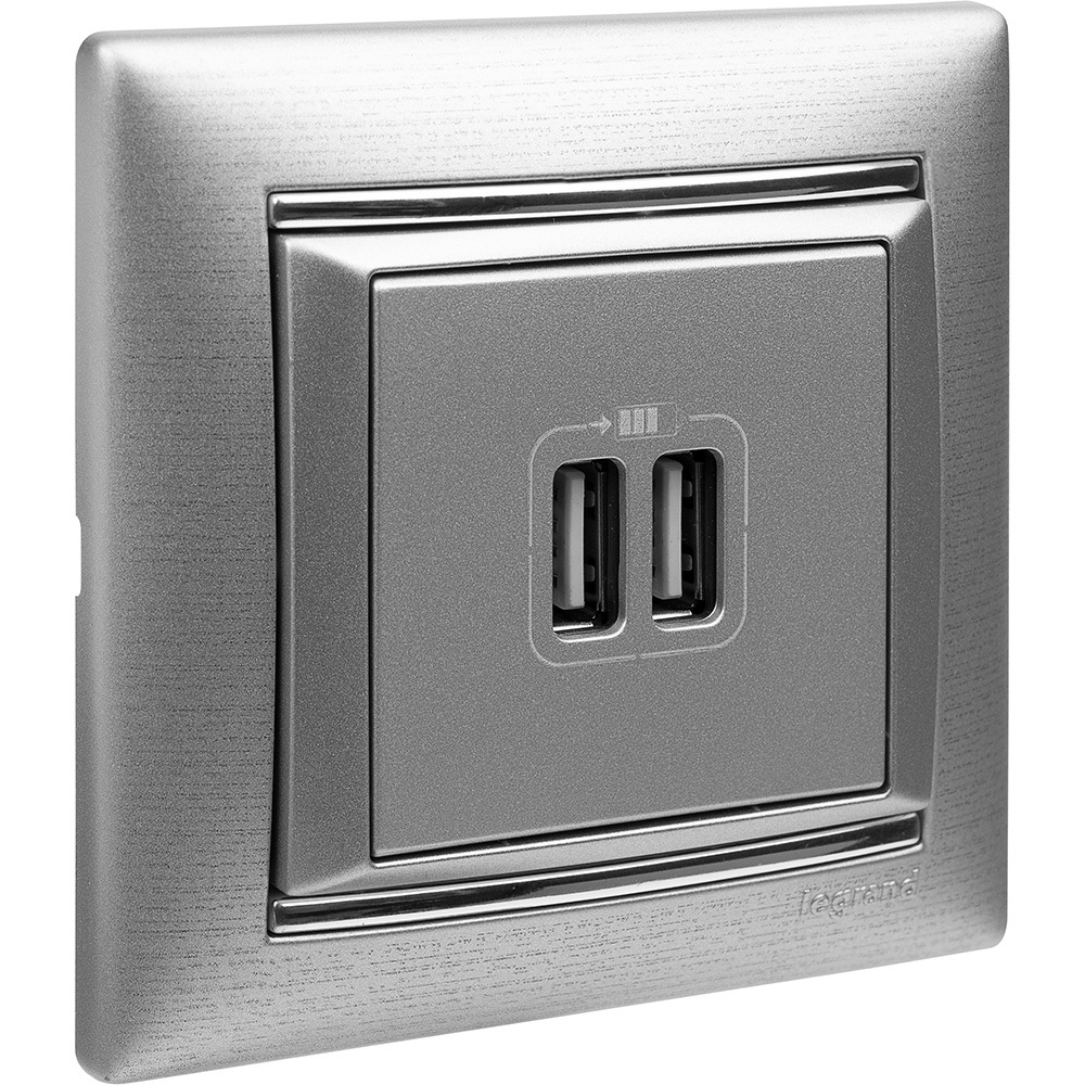 Розетка USB тип А / тип А 3000мА 15Вт - алюминий Valena Classic LEGRAND