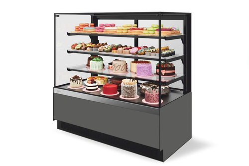 Витрина Кондитерская Vete II kub lux 90, Серый матовый/Шлифованная нержавейка (VG033.B7016M)
