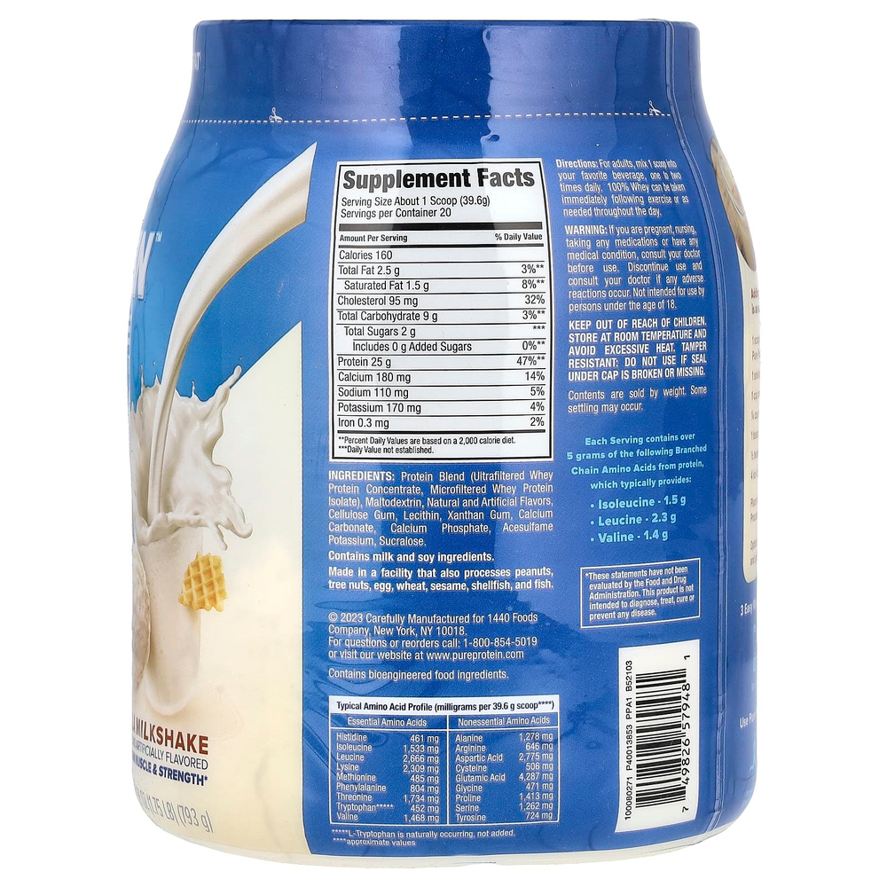 Pure Protein, 100% сывороточный протеин, со вкусом ванильного молочного коктейля, 793 г (1,75 фунта)
