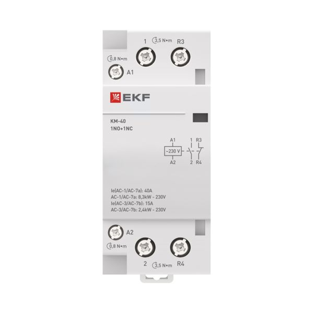 Контактор модульный КМ 40А 1NO+1NC 230В АС (2 мод.) PROXIMA EKF