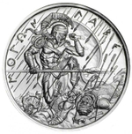 Серебряный раунд (жетон). Спарта Спартанец с копьем Molon Labe. Серебро