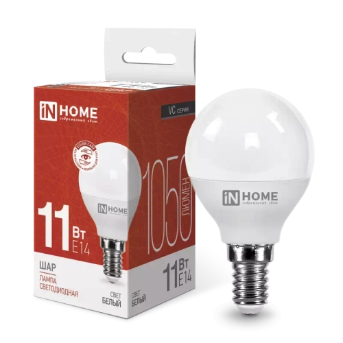 Лампа светодиодная LED-ШАР-VC 11Вт 230В Е14 4000К БЕЛЫЙ 1050Лм IN HOME