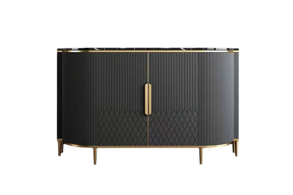 Комод округлый 90x55x150см Garda Decor черный с золотой фурнитурой