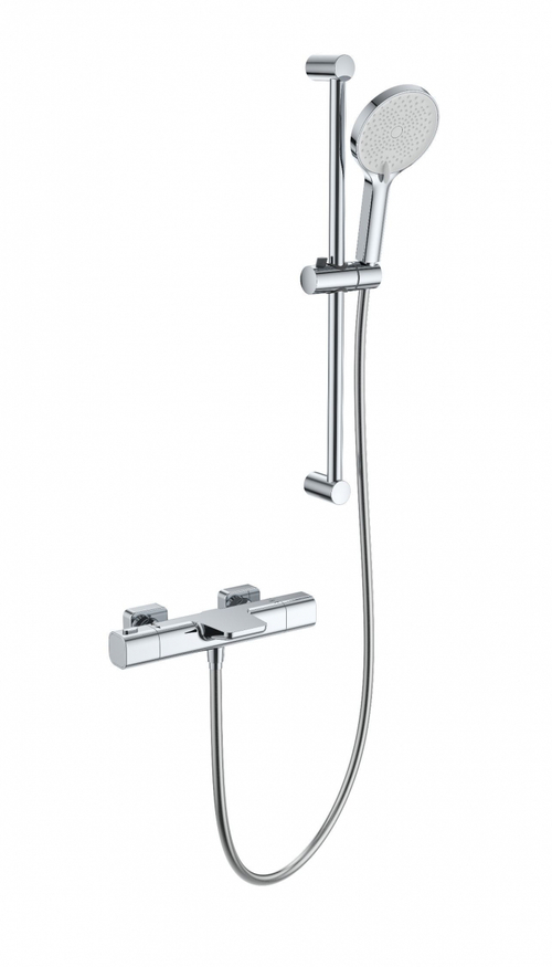 Смеситель для ванны с душевым гарнитуром и термостатом WONZON & WOGHAND Plate, Хром (WW-C2017-A-CR)