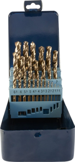 TDBS25K5 Набор спиральных сверл по металлу HSS Co в металлическом кейсе, d1.0-13.0 мм, 25 предметов