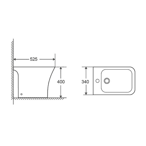 Биде напольное Azario FRETTA SQUARE Размер 525х340х400 мм., белый