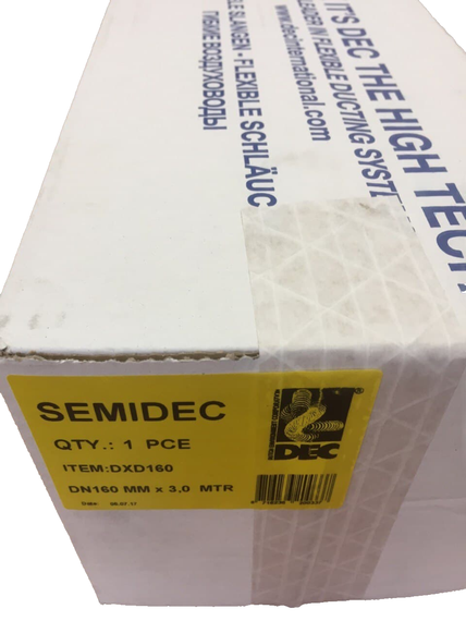 SEMIDEC - DXD160мм x 3м Полужесткий гибкий алюминиевый воздуховод (Нидерланды)