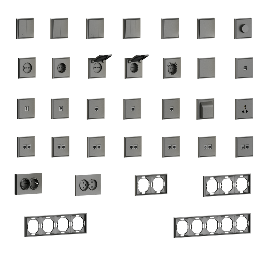 Накладка 2-я для розеток RJ45, TV, SAT, матовый титан, серия S08