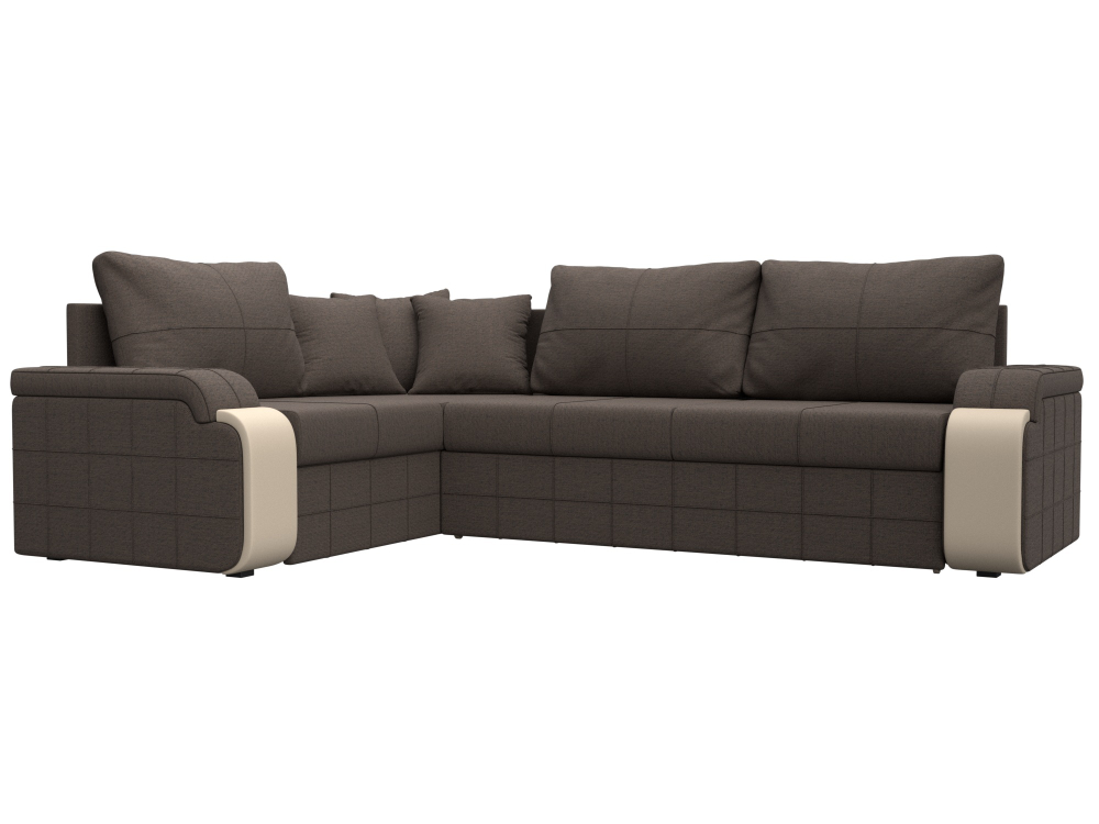 Диван угловой Николь левый угол, Амур 05 коричневый, Рогожка, 126001L