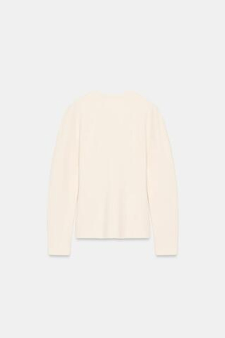 ZARA МЯГКИЙ СВИТШОТ С ДЛИННЫМ РУКАВОМ, ЭКРЮ