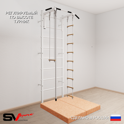 Шведская стенка Sv Sport усиленная 6164 (Турник стандарт/Канат/Лестница/Трапеция/Мат 1м)