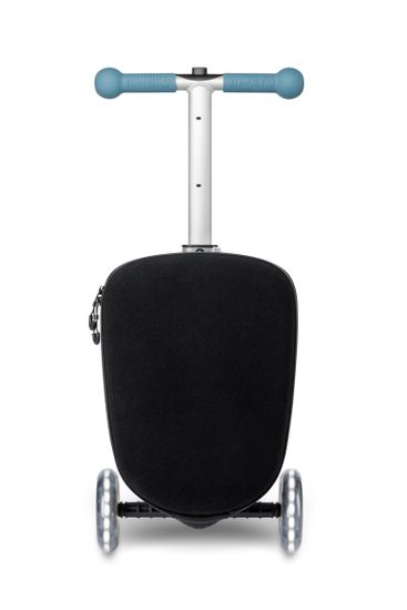 Чемокат Micro Luggage Junior LED морозный голубой с наклейками, лимитированная коллекция